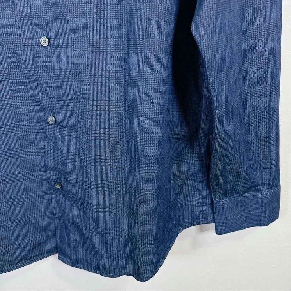 Banana Republic Plaid Denim Chambray Slim Fit Button Shirt
